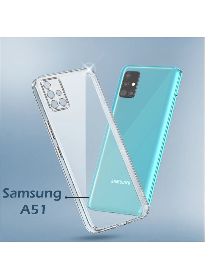 جراب متوافق مع Samsung Galaxy A51، جراب شفاف فائق الوضوح من مادة TPU المرنة (سيليكون ناعم) مقاوم للخدش ويوفر حماية للكاميرا - شفاف - Image 2