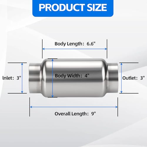 Piclafe 3 Inlet Exhaust Resonator 3 InletOutlet 9 Overall Length Exhaust Resonator Muffler - Image 3