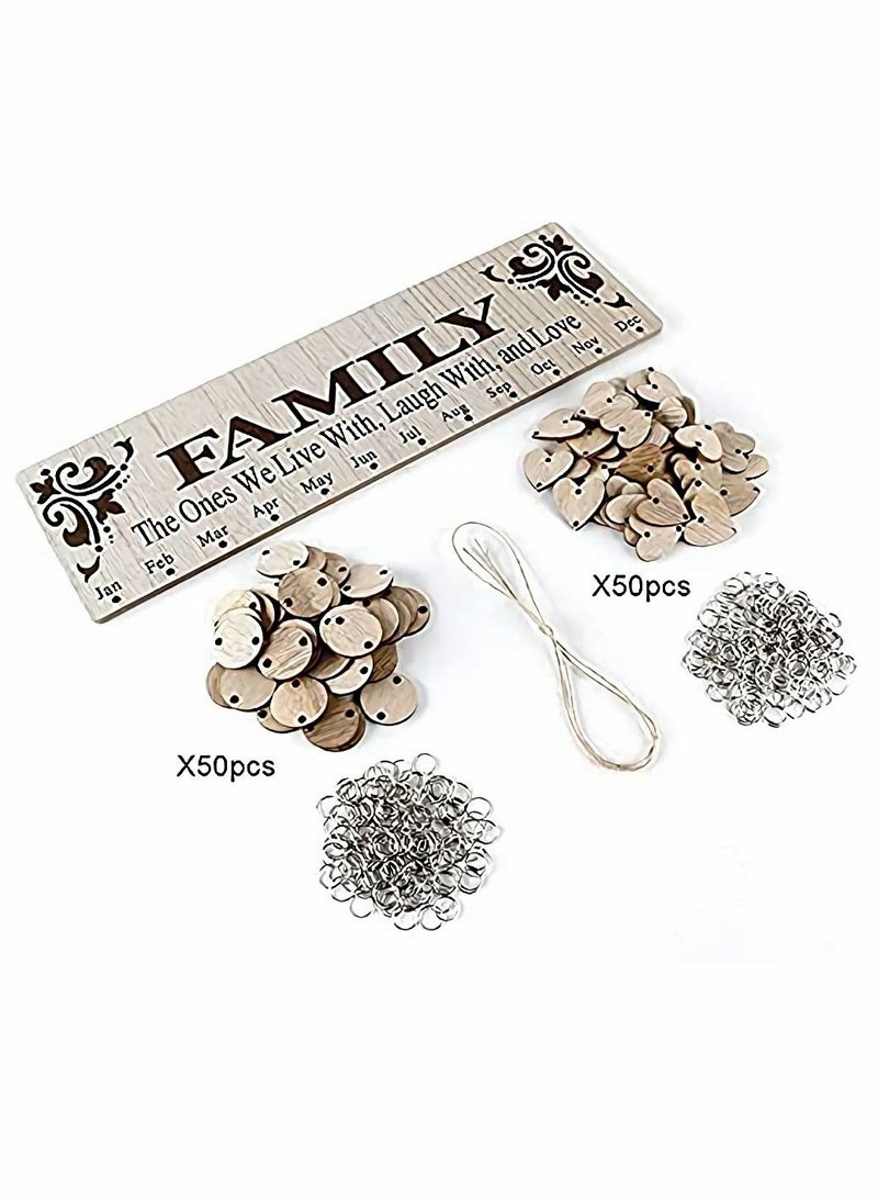 SYOSI Gifts for Mom Grandma Dad from Daughter Son DIY Wooden Family Birthday Reminder Calendar Wall Hanging with 100 Tags Keep Track of Birthdays Mothers Fathers Day Decorations - Image 4