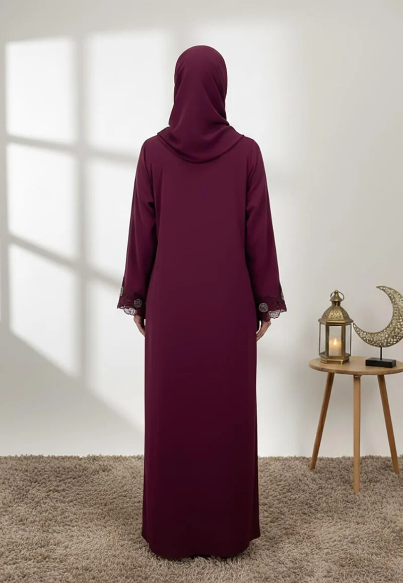 Nukhbaa  Aria Lace abaya with matching inner- Nida Fabric-2P841 for Women | Best Price UAE