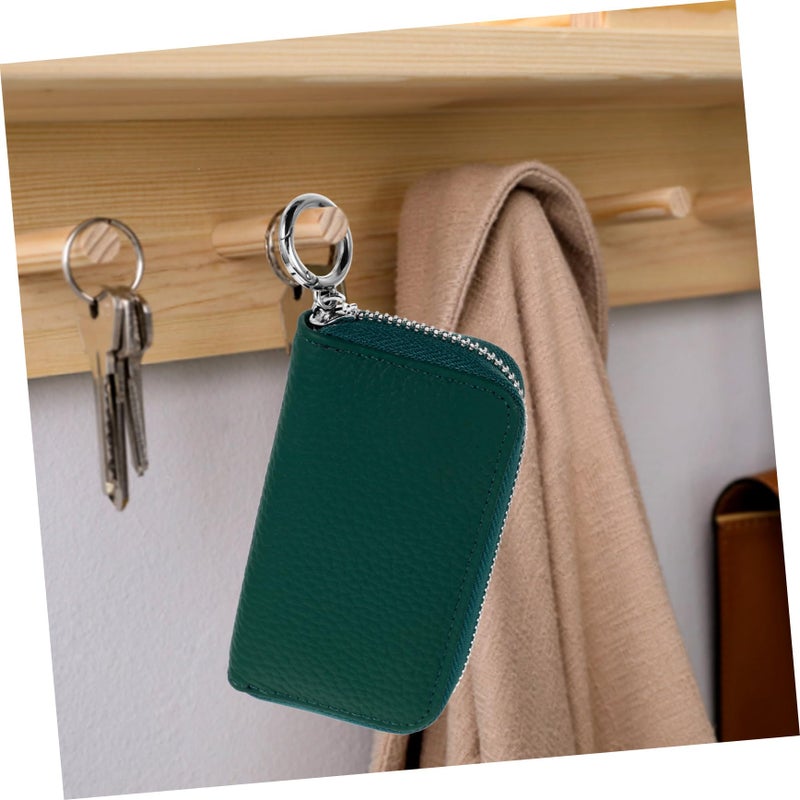 Deep Green Multifunctional Key Organizer Case Weather Resistant Zipper Pouch for Car Home Travel - Image 4