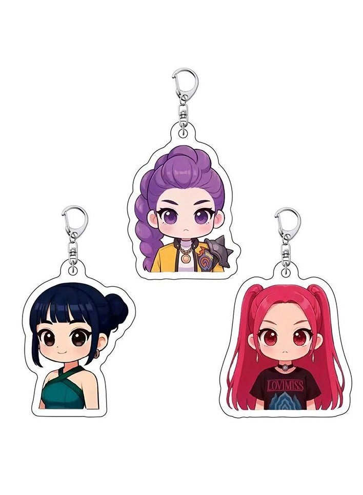 ECLux K-pop Demon Hunters Q-Style Cartoon Pendant Keychain Bag Charm New Q-style Material Versatile Decoration for K-pop Fans - Image 1