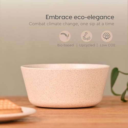 Eha Set of 6 Earth-Friendly Small Curry Bowls for Kitchen | 175 ml | Made with Bamboo Fibers & Rice Husk | Microwave Safe Bowl (Reheat Only) | for Hot & Cold Serving Bowl Set | Sand Castle - Image 3