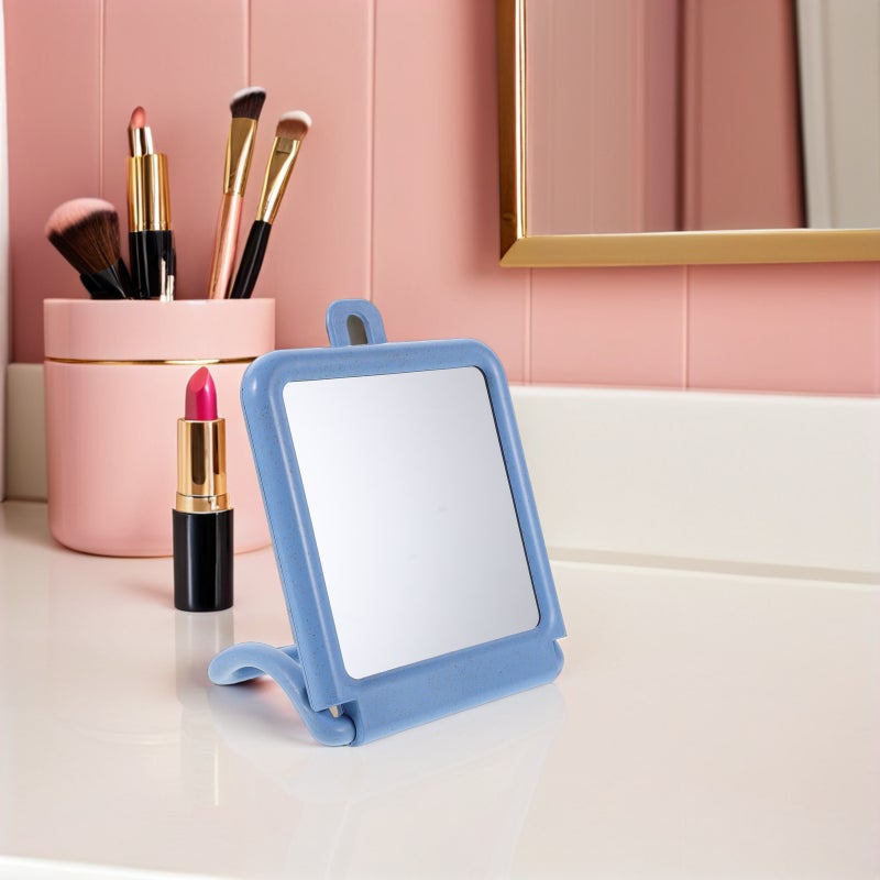 Small Rectangle Mirror: Foldable Makeup Mirror For Women - Vanity Small With Foldable Stand And Hanging Hole For Office Or Bedroom - Image 3