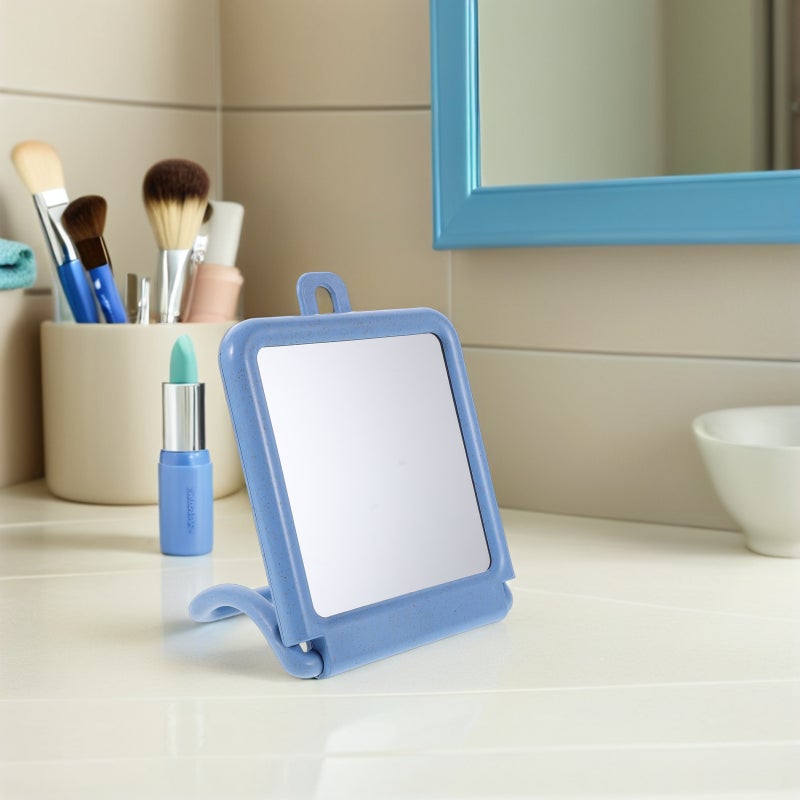 Small Rectangle Mirror: Foldable Makeup Mirror For Women - Vanity Small With Foldable Stand And Hanging Hole For Office Or Bedroom - Image 2