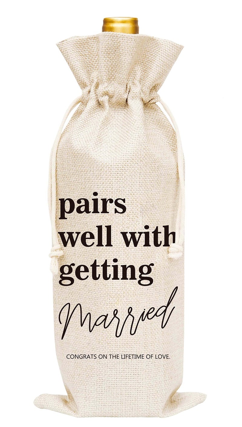 Huastatewolf Wedding Wine Bag  Burlap Wine Bottle Cover Gift Bag for Wedding Party Engegement Party  1 Pc Wine BagC34