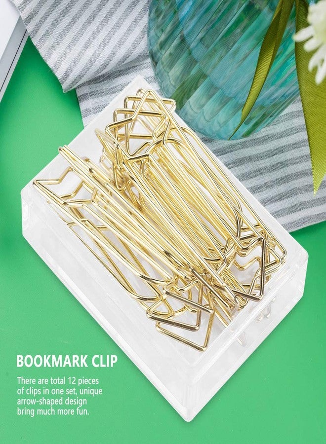 GOTOTOP 12Pcs Metal Bookmark Clip Gold Paper Clip Office Arrow Page Marker School Students Bookmark Marking Clip 2x0.6inch - Image 4