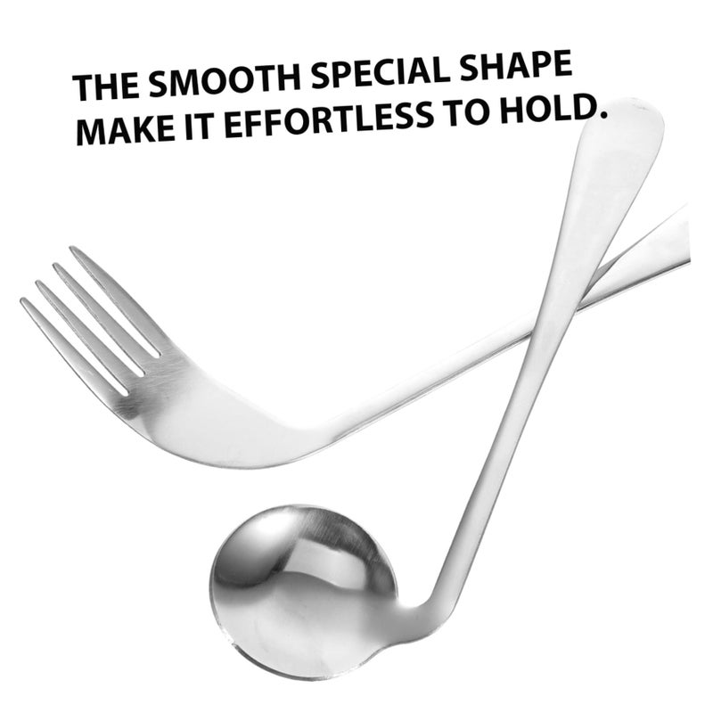 Left Handed Angled Adaptive Eating Utensils Set Ergonomic Non Slip Spoon and Fork for Elderly - Image 4