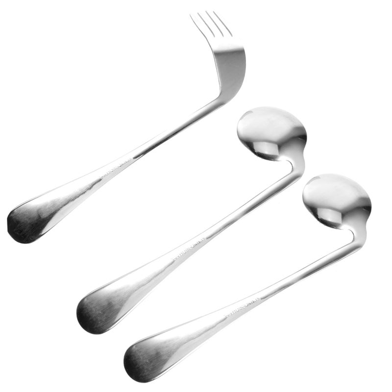 Left Handed Angled Adaptive Eating Utensils Set Ergonomic Non Slip Spoon and Fork for Elderly - Image 2