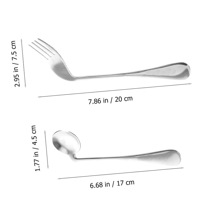 Left Handed Angled Adaptive Eating Utensils Set Ergonomic Non Slip Spoon and Fork for Elderly - Image 3