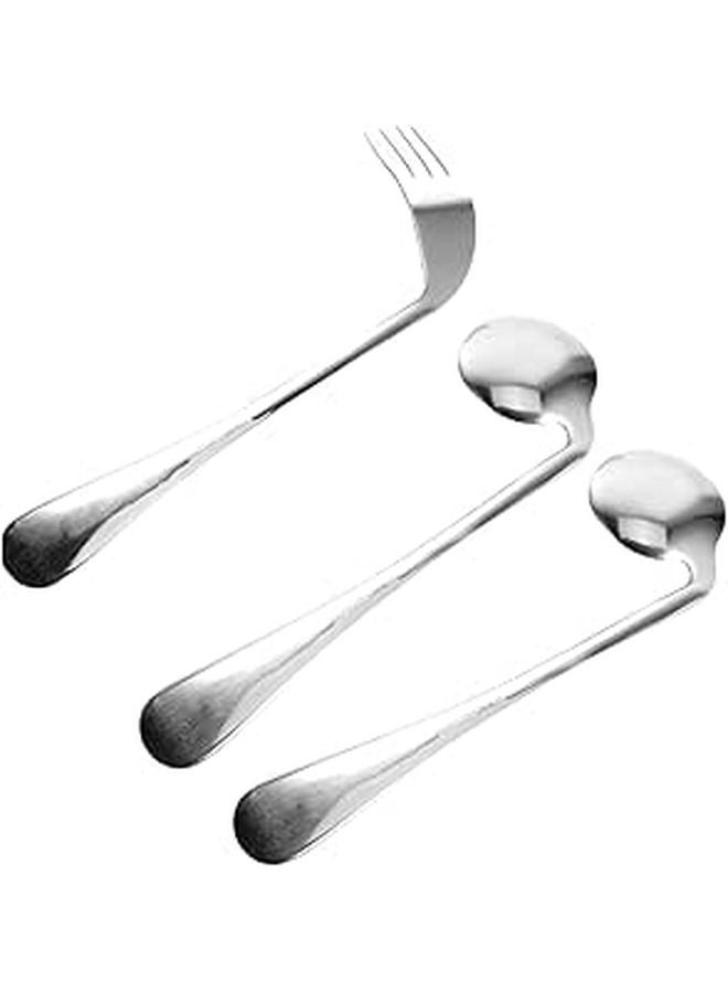 Left Handed Angled Adaptive Eating Utensils Set Ergonomic Non Slip Spoon and Fork for Elderly - Image 1