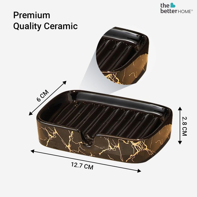 The Better Home Ceramic Soap Case,Soap Dish Tray | Bath Accessories for Bath, Tub or Wash Basin |Black - Image 2