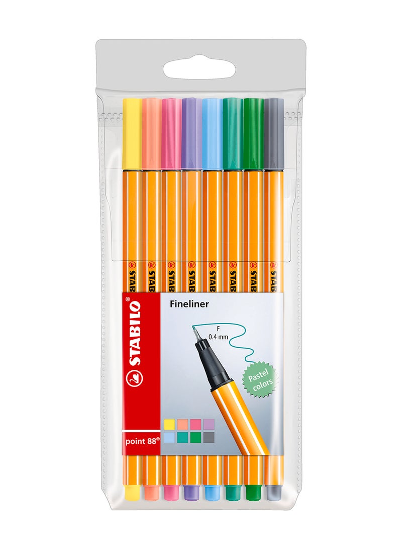 STABILO Fineliner Pen - Point 88 Wallet of 8 Assorted Pastel Colours , for Journal Planner , Note  - Image 2