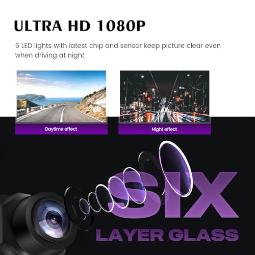 Dasaita AHD 1080P Reverse/Front Rear View Camera, Only Fit 1080P Navigation, Real Fisheye Correction Backup Camera Reversing Parking Kit, 170° Wide Angle HD Night Vision, IP68 Waterproof - Image 2