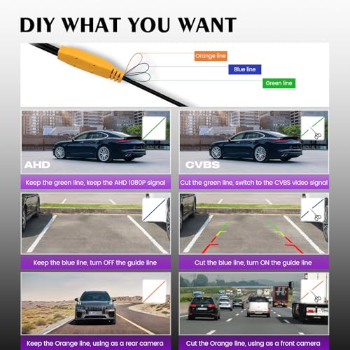 Dasaita AHD 1080P Reverse/Front Rear View Camera, Only Fit 1080P Navigation, Real Fisheye Correction Backup Camera Reversing Parking Kit, 170° Wide Angle HD Night Vision, IP68 Waterproof - Image 5