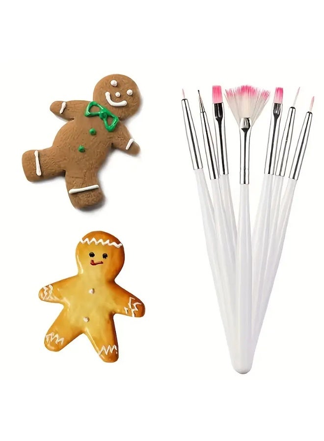 7pcs Cake Decorating Tools Baking Accessories Multifunction Pastry Nail Painting Art Brush Brushes Cake Icing Pen Fondant (White) - Image 3