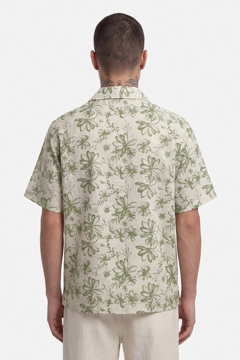 SNITCH Cream Floral Half Sleeve Boxy Shirt