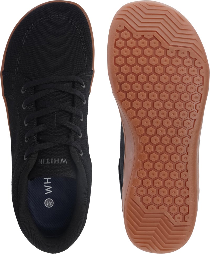 WHITIN Men's Wide Toe Box Shoes Canvas Barefoot Minimalist Shoes Zero Drop Sneaker Minimus Extra Width Size 12 Anti Slip Walking Minimal Black/Gum 46 - Image 4