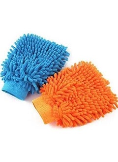 Atipriya Atipriya Double Sided Dust Chenille Mitt Cleaning Gloves Microfiber Multipurpose Mitt Dust Cleaner for Dust Cleaning Car Washing Scratch Free Usage MultiColored Pack of 2 