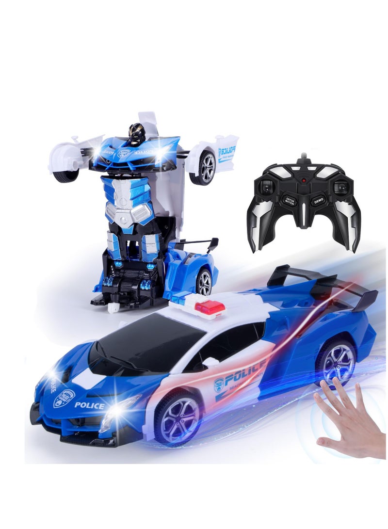 Excefore RC Stunt Car, Transform Toys Remote Control Car, RC Robot Car with Hand Gesture Sening LED Light Music & Sound Effect, 2.4GHz Remote Control Gesture Sensor Toy Cars, Gifts for Kids Boys Age 3-10 - Image 1