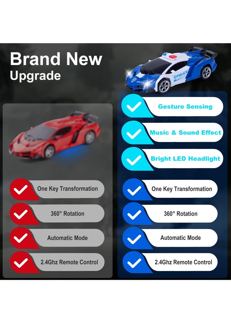 Excefore RC Stunt Car, Transform Toys Remote Control Car, RC Robot Car with Hand Gesture Sening LED Light Music & Sound Effect, 2.4GHz Remote Control Gesture Sensor Toy Cars, Gifts for Kids Boys Age 3-10 - Image 2