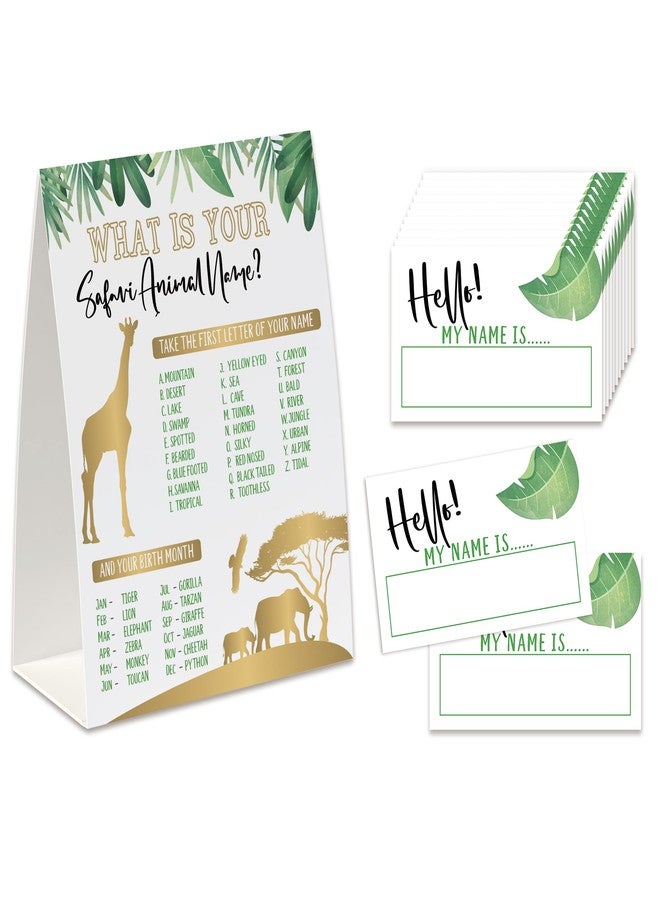 Xenseou Safari Animal Birthday Party Game, What’s Your Safari Animal Name Game(One Sign+30 Name Tag Stickers),Wild One Party Game, Safari Baby Shower Game, Jungle Birthday Decor-MZC03 - Image 1