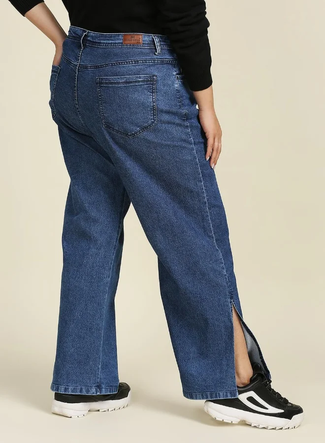 HIGH STAR Women Blue Wide Leg High-Rise Stretchable Jeans