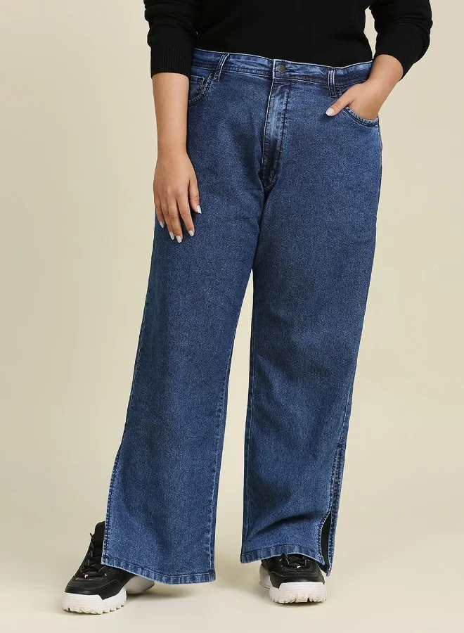 HIGH STAR Women Blue Wide Leg High-Rise Stretchable Jeans