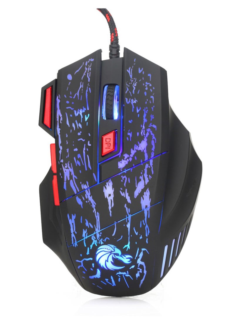 H300 DPI Adjustable Optical LED Wired Gaming Mouse Black/Blue/Red - Image 1