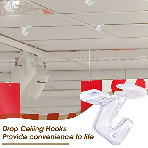 Hotop 50 Pieces Clear Drop Ceiling Hooks for Hanging Ceiling Hanger for Decoration Classroom Office Signs Decorations Plants - Image 5