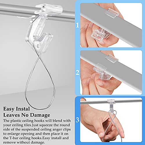 Hotop 50 Pieces Clear Drop Ceiling Hooks for Hanging Ceiling Hanger for Decoration Classroom Office Signs Decorations Plants - Image 4