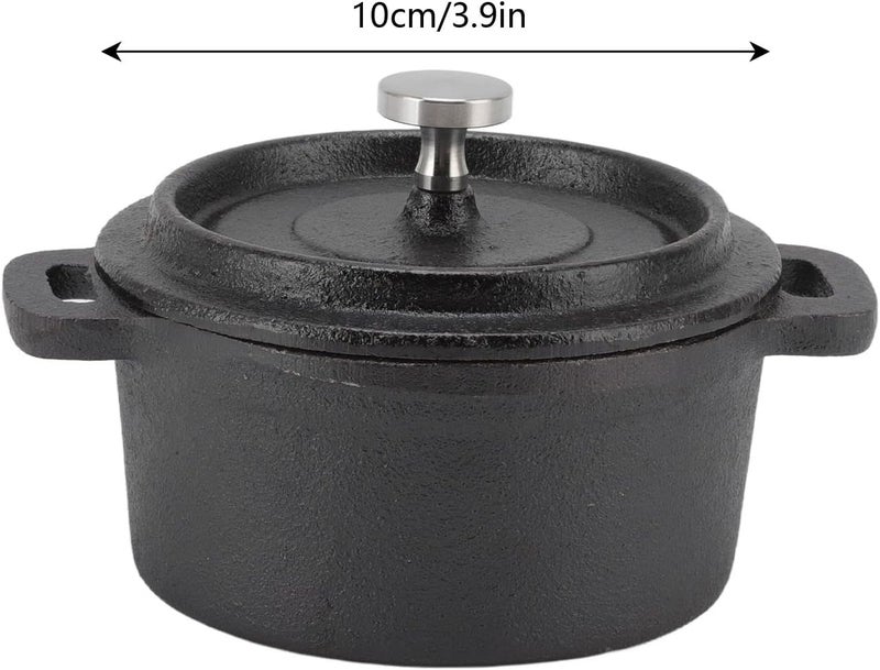 Cast Iron Dutch Oven Skillet In 1 Set, Cast Iron Dutch Oven with Lid Cast Iron Dutch Ovens Heavy Duty Frying Pan for Grill, Stovetop, Induction, for Indoor & Outdoor(Diameter 10CM) - Image 4