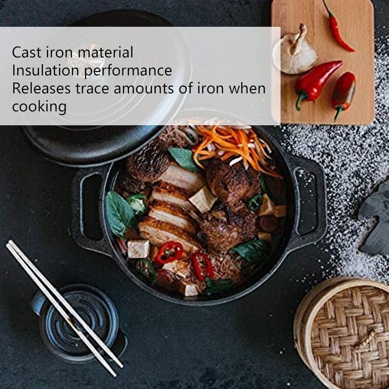 Cast Iron Dutch Oven Skillet In 1 Set, Cast Iron Dutch Oven with Lid Cast Iron Dutch Ovens Heavy Duty Frying Pan for Grill, Stovetop, Induction, for Indoor & Outdoor(Diameter 10CM) - Image 5