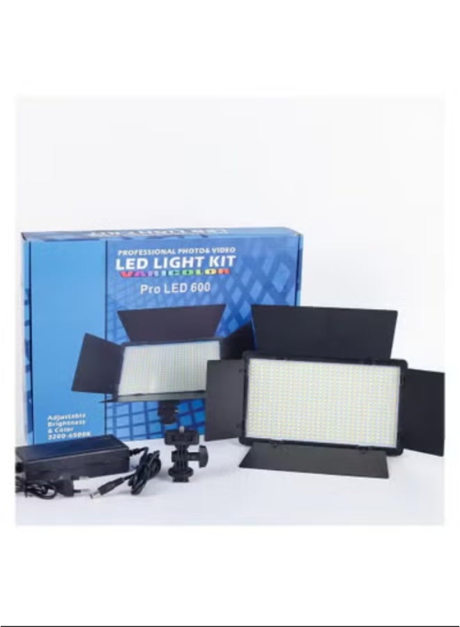 إضاءة تصوير احترافية LED 600، تصوير فوتوغرافي | إضاءة إنتاج فيديو لمدونات يوتيوب | فيديوهات تيك توك وإنستغرام | إضاءة LED لتصوير حفلات الزفاف، سطوع قابل للتعديل، بدون حامل - Image 1