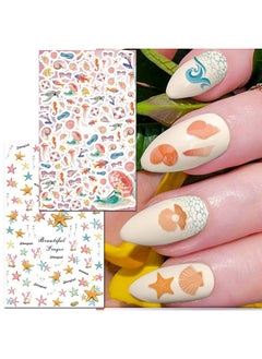 TailaiMei Summer Beach Nail Stickers 1500+ Pcs Selfadhesive Diy Nail Art Decals Shark Nautical Turtle Design (12 Sheets)  - Image 4