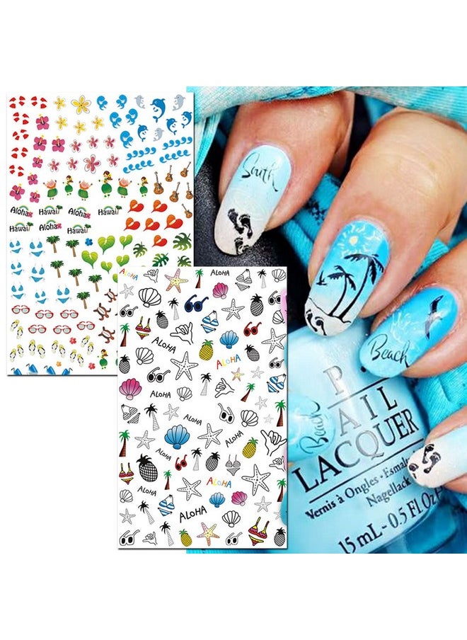 TailaiMei - Summer Beach Nail Stickers 1500+ Pcs Selfadhesive Diy Nail Art Decals Shark Nautical Turtle Design (12 Sheets) - Image 1