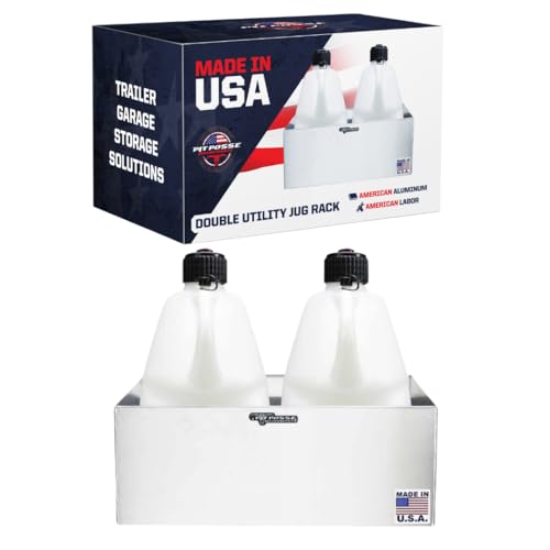 Pit Posse 430 Utility Fuel Jug Holder Rack - Fits 2 5 Gallon Jugs -Made in USA- Aluminum Storage Organizer - Use At Your Shop/Garage/Enclosed Race Trailer - Anti Rust - Image 1