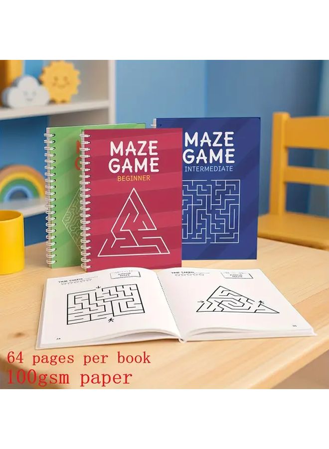 Primary Color Kids Maze Activity Book Set 4 Styles For Ages 3 6 Brain Training Learning Gift - Image 2
