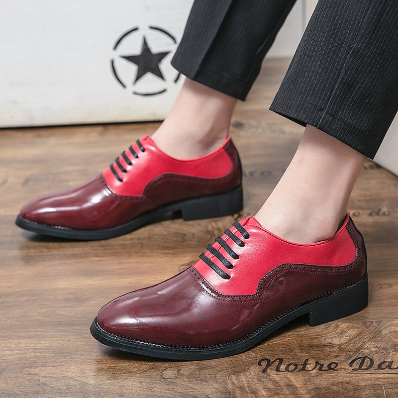 Plus Size Leather Shoes 48 Yards 2024 Autumn Men'S Business Casual Brock Carved Color Matching Bright Leather Shoes Tide - Image 3