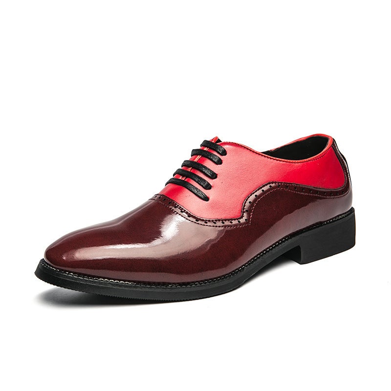 Plus Size Leather Shoes 48 Yards 2024 Autumn Men'S Business Casual Brock Carved Color Matching Bright Leather Shoes Tide - Image 1