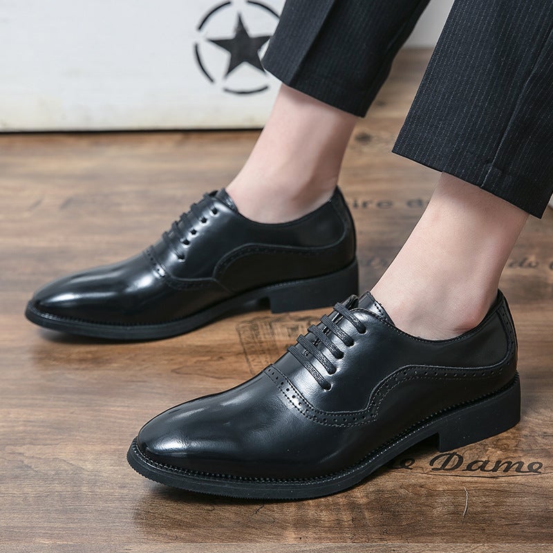 Plus Size Leather Shoes 48 Yards 2024 Autumn Men'S Business Casual Brock Carved Color Matching Bright Leather Shoes Tide - Image 2