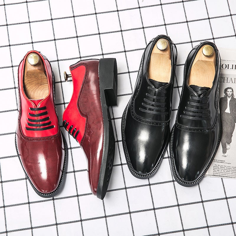 Plus Size Leather Shoes 48 Yards 2024 Autumn Men'S Business Casual Brock Carved Color Matching Bright Leather Shoes Tide - Image 5