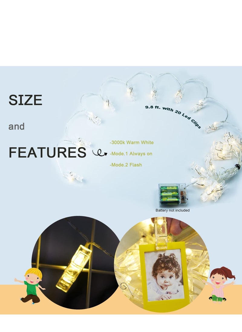 SYOSI - Mini Photo Frame with LED Photo String Lights 20 Photo Clips Fairy Twinkle Lights, Compatible with Fujifilm Instax Mini 11 9 8 8+ Picture Frame Family Picture Frame - Image 1