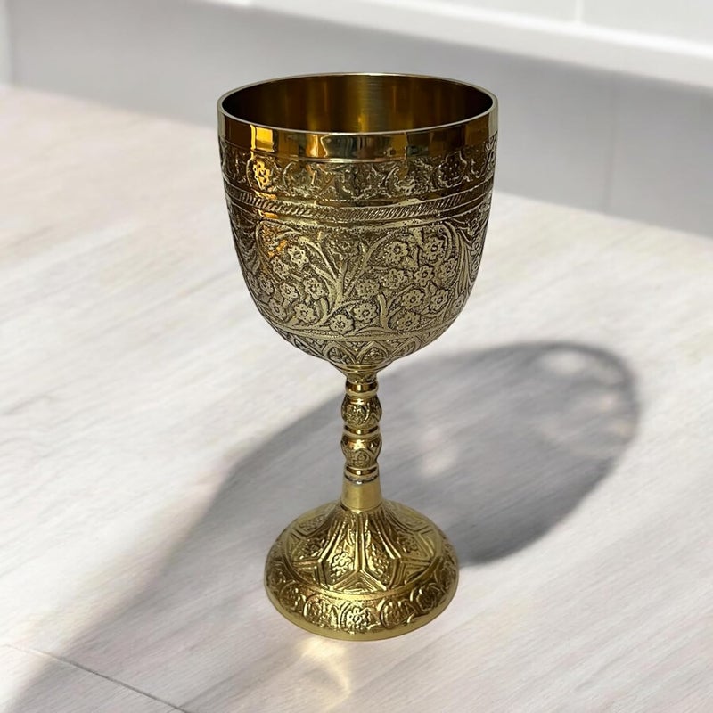 Morcomart Gold 1x Wine Chalice Cup Coumunioun Elegant Drinking Goblet 280ml Mediveal Inspired Game of Thrones Wedding Fantasy Chalice Cup 7" inch - Image 3
