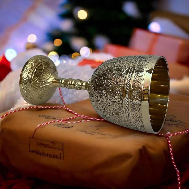 Morcomart Gold 1x Wine Chalice Cup Coumunioun Elegant Drinking Goblet 280ml Mediveal Inspired Game of Thrones Wedding Fantasy Chalice Cup 7" inch - Image 1