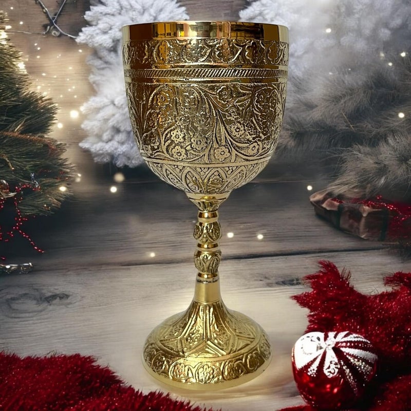 Morcomart Gold 1x Wine Chalice Cup Coumunioun Elegant Drinking Goblet 280ml Mediveal Inspired Game of Thrones Wedding Fantasy Chalice Cup 7" inch - Image 5