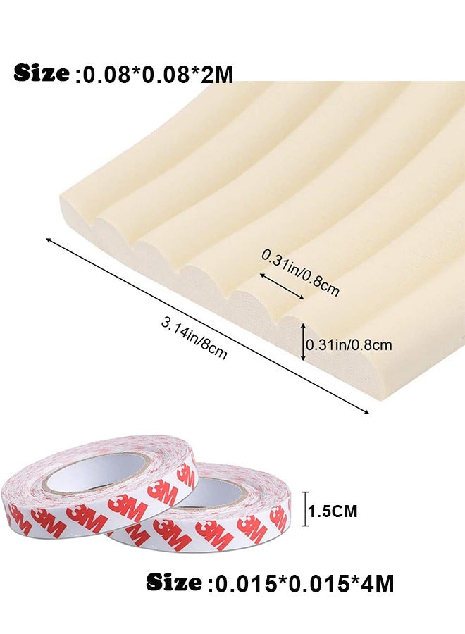 MLADEN شرائط أمان إسفنجية 2 متر للأطفال الرضع، مصدات أمان لزوايا وحواف الأثاث، زوايا وحواف ناعمة مقاومة للأطفال، شريط مضاد للتصادم، شريط إسفنجي سميك للغاية لزوايا جدار الطاولة مع شريط جانبي مزدوج - Image 2