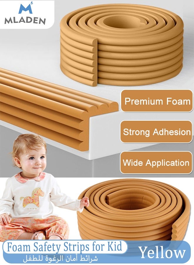 MLADEN شرائط أمان إسفنجية 2 متر للأطفال الرضع، مصدات أمان لزوايا وحواف الأثاث، زوايا وحواف ناعمة مقاومة للأطفال، شريط مضاد للتصادم، شريط إسفنجي سميك للغاية لزوايا جدار الطاولة مع شريط جانبي مزدوج - Image 1