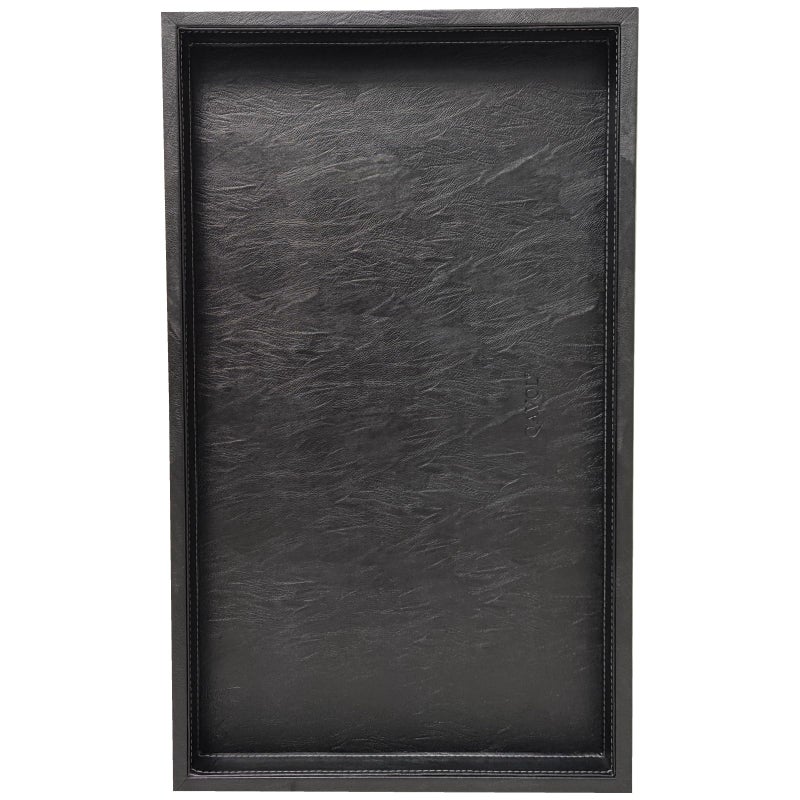 QAVOL 25 x 15 inches High-End Light Luxury Leather Rectangle Oversized Service Tray for Ottoman Tray, Coffee, Food, Family Dinner, Picnic, Party Essentials (Black, 25 x 15 inch) - Image 1