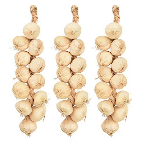 VIOCIWUO 3 Pack Artificial Garlic Strings Simulation Fake White Garlic Hanging String Lifelike Vegetables Fruit Garland Vine for Home Kitchen Party Decoration Photography Props - Image 1